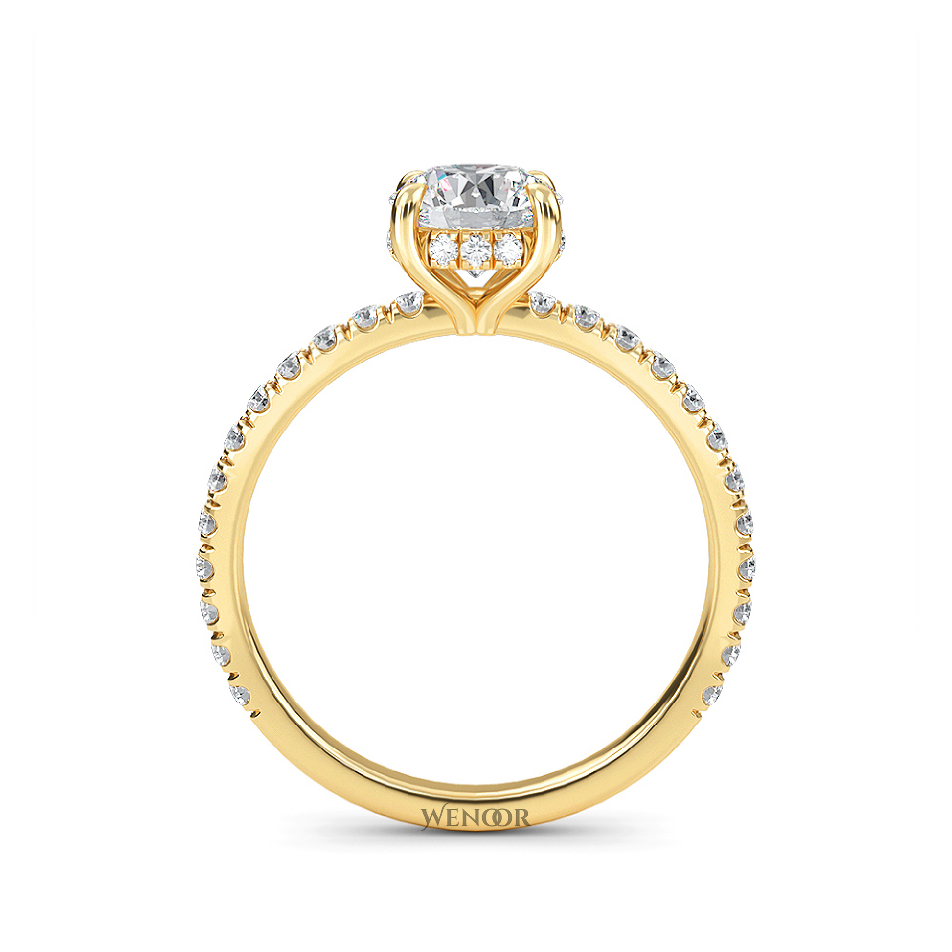 Women's round cut lab created diamond ring with hidden halo