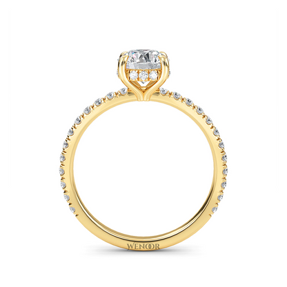 Women's round cut lab created diamond ring with hidden halo