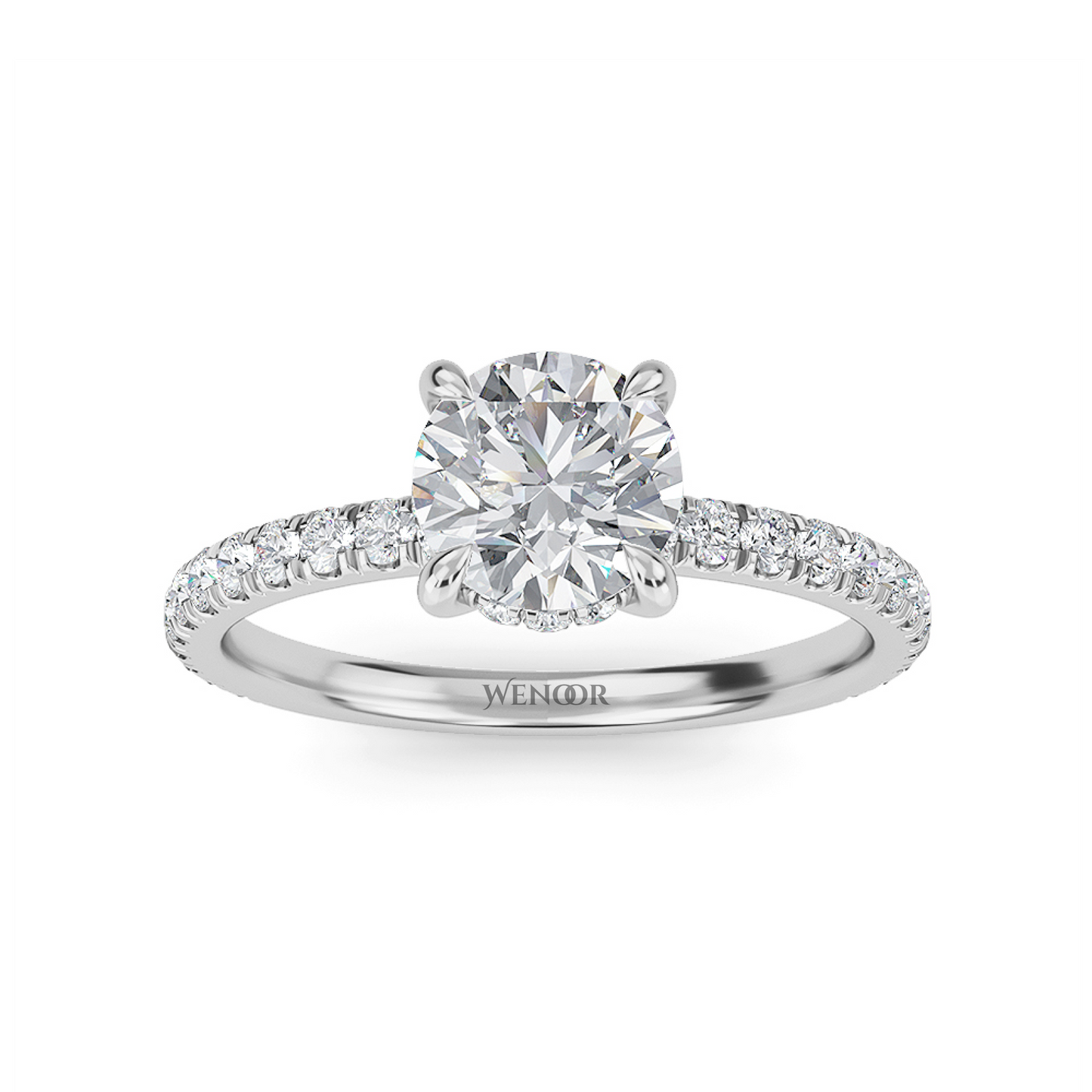 Women's round cut lab created diamond ring with hidden halo