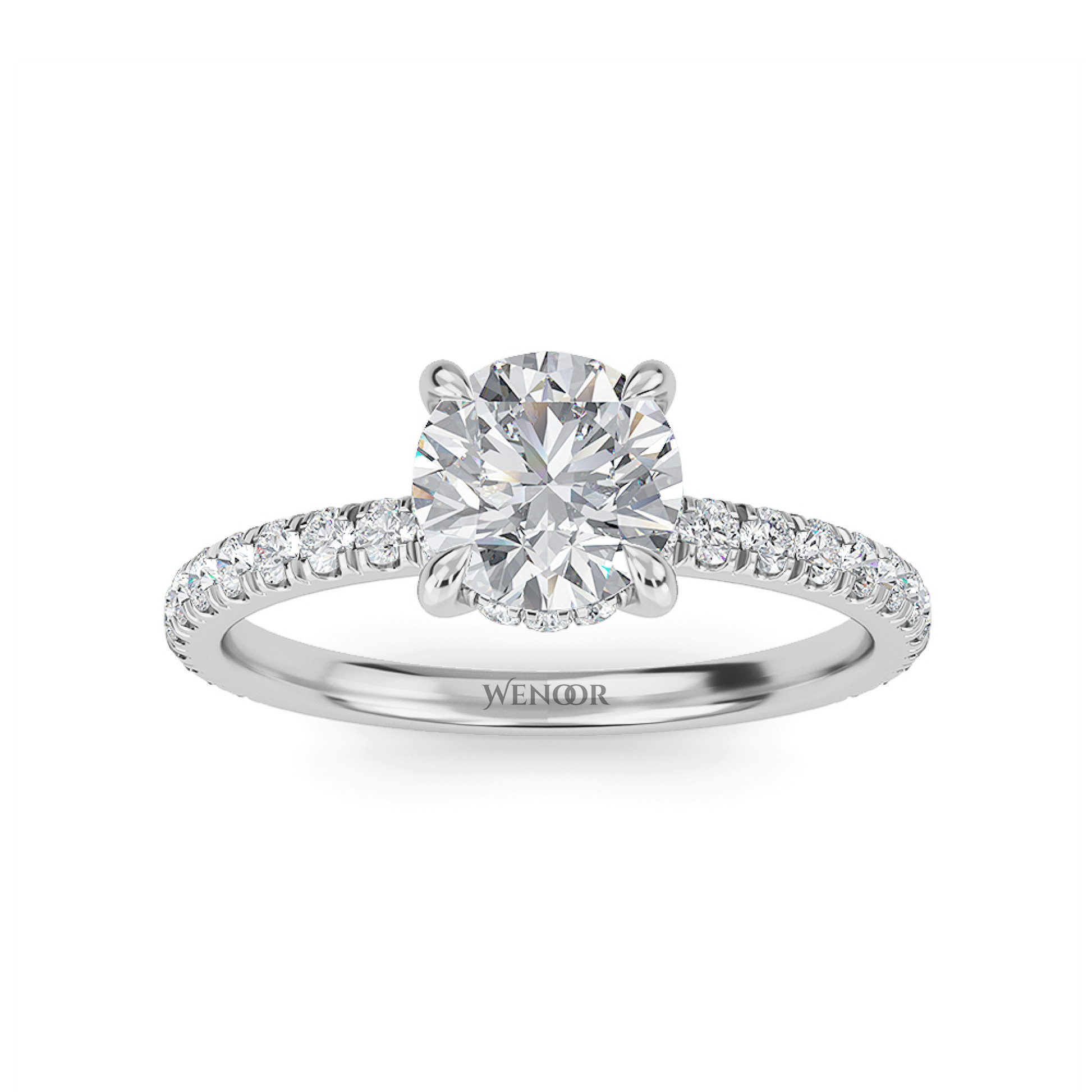 Women's round cut lab created diamond ring with hidden halo