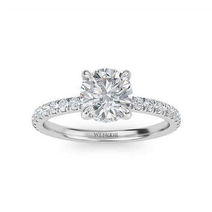 Women's round cut lab created diamond ring with hidden halo