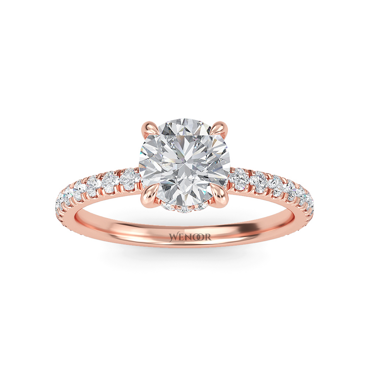 Women's round cut lab created diamond ring with hidden halo