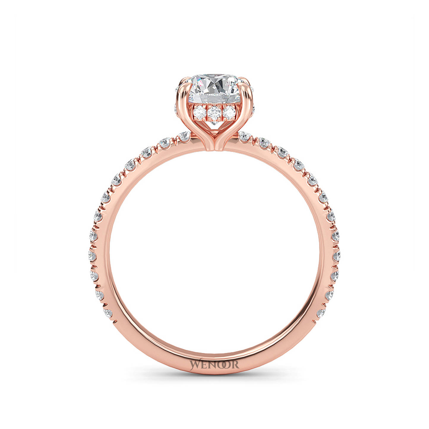 Women's round cut lab created diamond ring with hidden halo