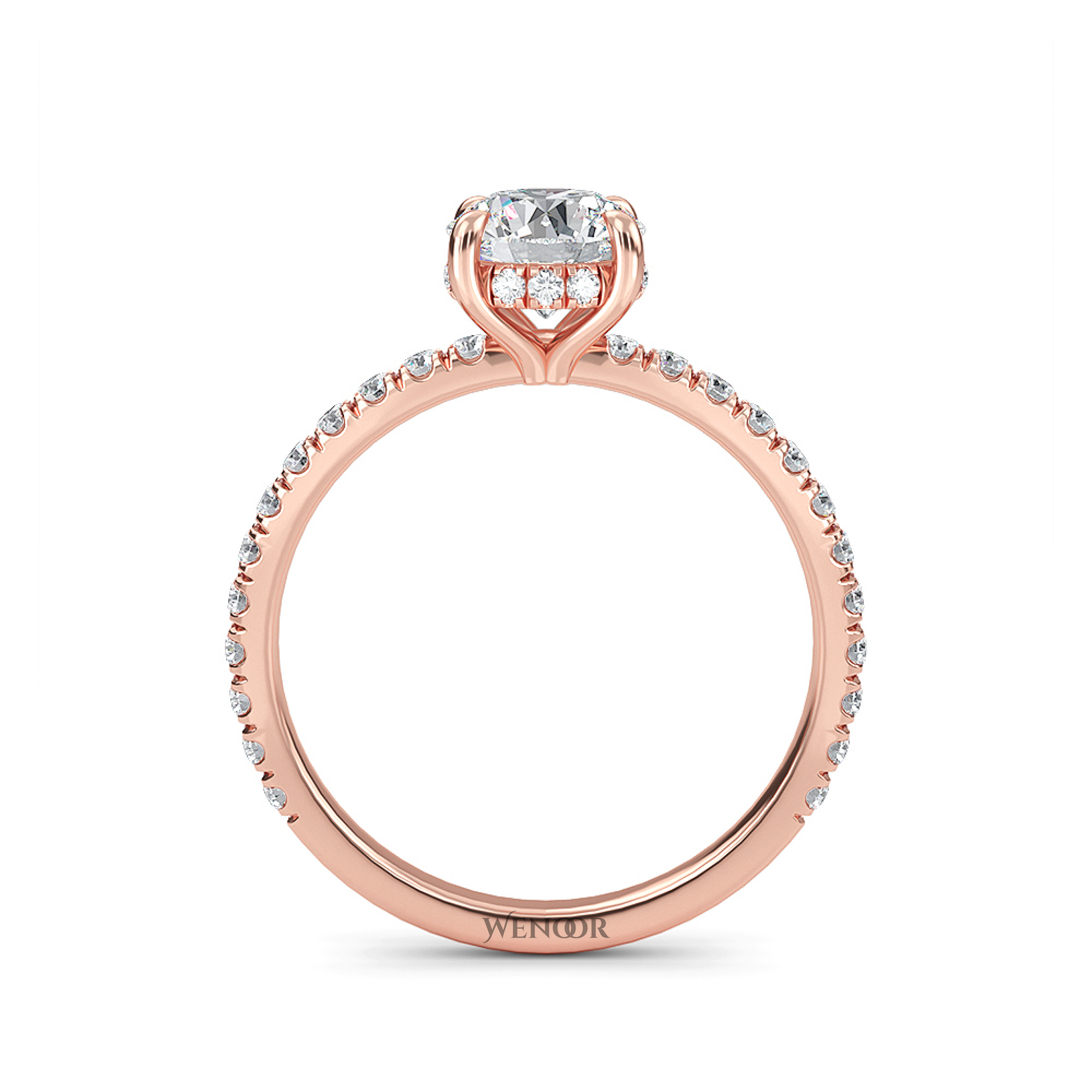 Women's round cut lab created diamond ring with hidden halo