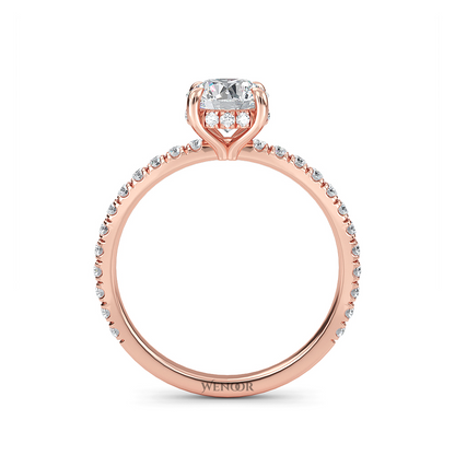 Women's round cut lab created diamond ring with hidden halo