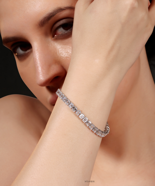 Emerald-Cut Lab Diamond Tennis Bracelet in 14K Gold