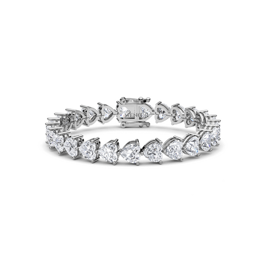 Elegant heart shaped diamond tennis bracelet in rose gold - perfect anniversary gift with ethical lab grown stones