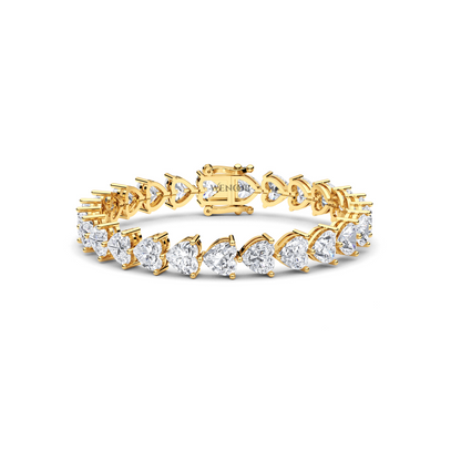 Elegant heart shaped diamond tennis bracelet in rose gold - perfect anniversary gift with ethical lab grown stones