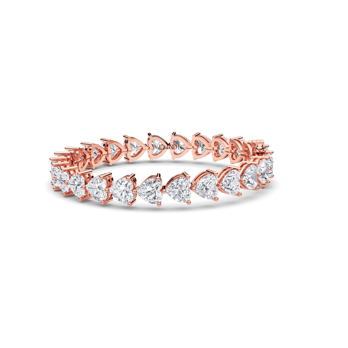 Elegant heart shaped diamond tennis bracelet in rose gold - perfect anniversary gift with ethical lab grown stones