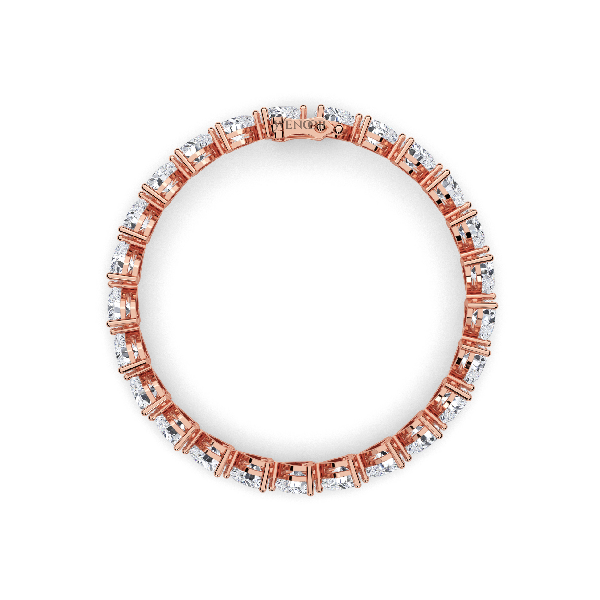 Elegant heart shaped diamond tennis bracelet in rose gold - perfect anniversary gift with ethical lab grown stones