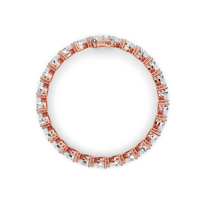 Elegant heart shaped diamond tennis bracelet in rose gold - perfect anniversary gift with ethical lab grown stones