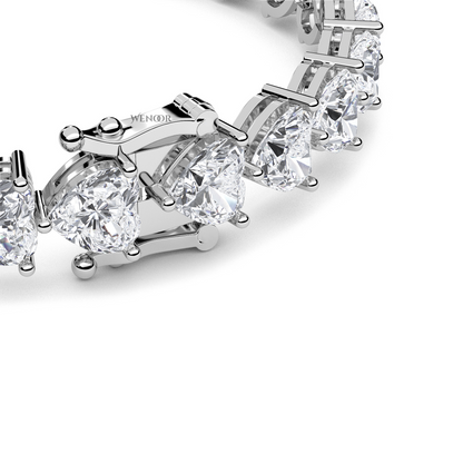 Elegant heart shaped diamond tennis bracelet in rose gold - perfect anniversary gift with ethical lab grown stones