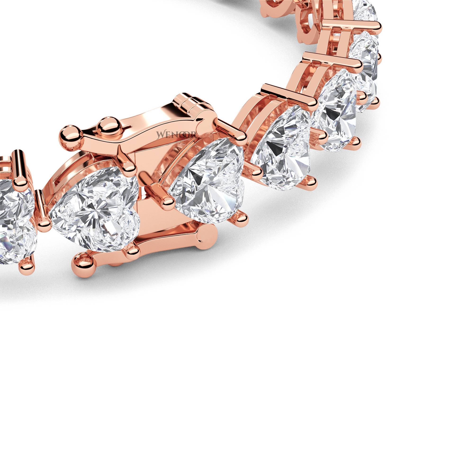 Elegant heart shaped diamond tennis bracelet in rose gold - perfect anniversary gift with ethical lab grown stones