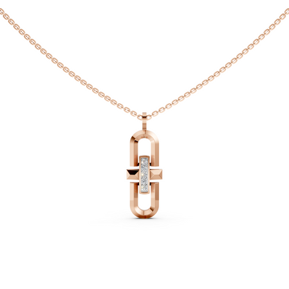 Hailie geometric Parentesi-inspired pavé pendant necklace with lab-grown diamonds in 14K/18K Rose gold