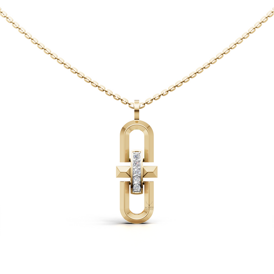 Hailie geometric Parentesi-inspired pavé pendant necklace with lab-grown diamonds in 14K/18K Yellow gold