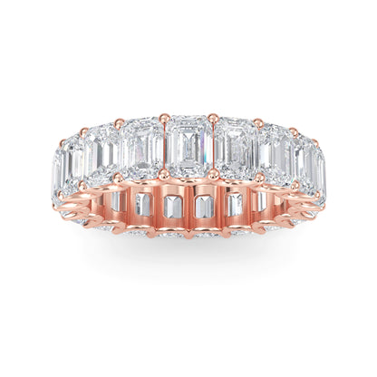 Hannah Emerald cut lab grown diamond U Prong Eternity band Rose Gold ring for women - elegant and sustainable jewelry by Wenoor
