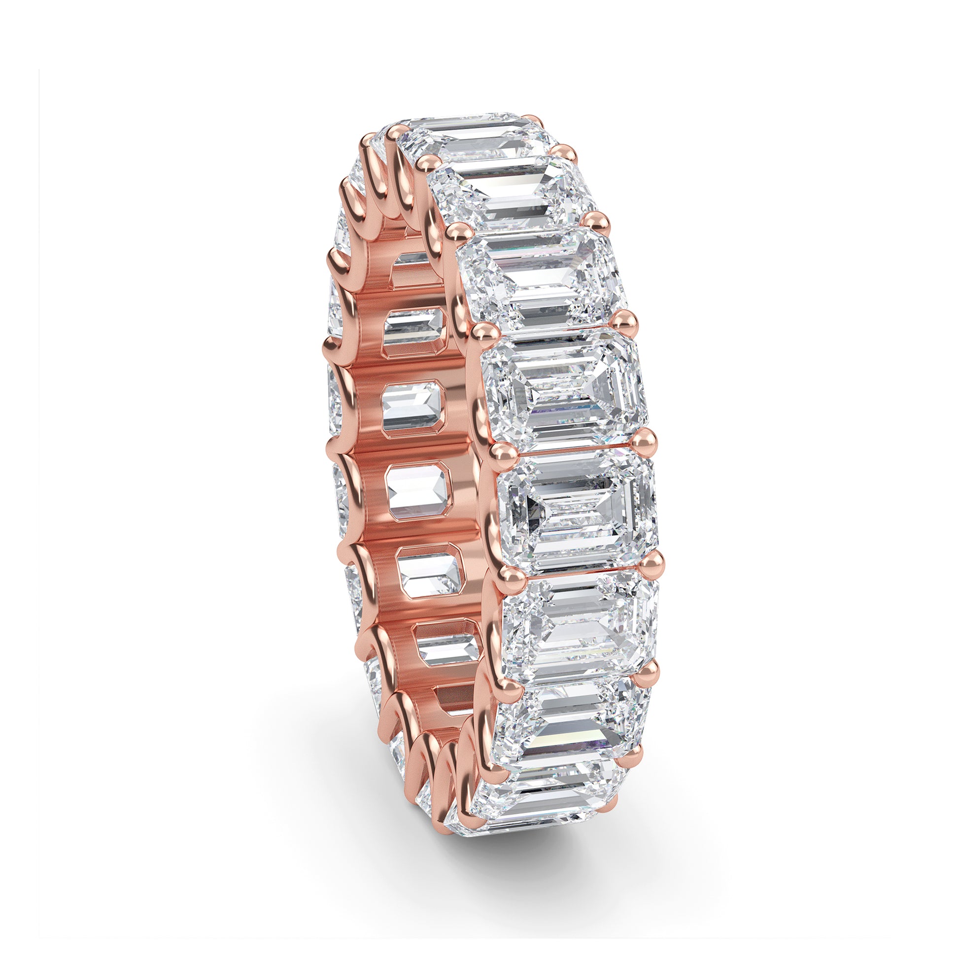 Hannah Emerald cut lab grown diamond U Prong Eternity band Rose Gold ring for women - elegant and sustainable jewelry by Wenoor