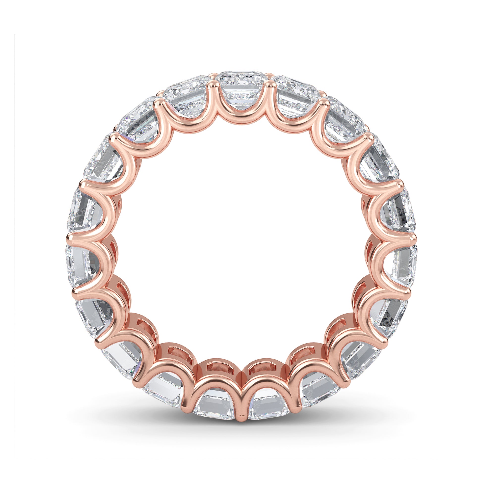 Hannah Emerald cut lab grown diamond U Prong Eternity band Rose Gold ring for women - elegant and sustainable jewelry by Wenoor