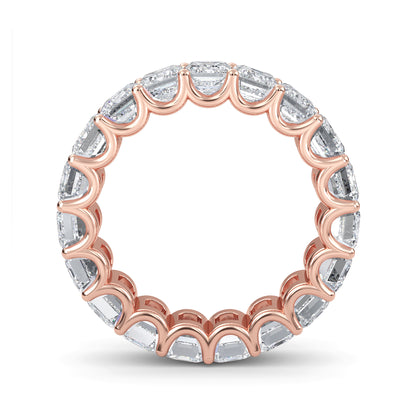 Hannah Emerald cut lab grown diamond U Prong Eternity band Rose Gold ring for women - elegant and sustainable jewelry by Wenoor