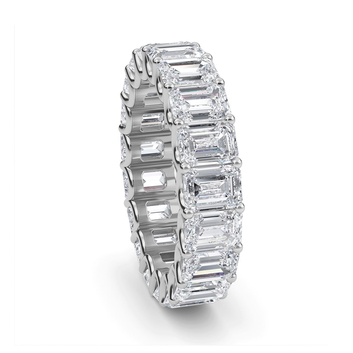 Hannah Emerald cut lab grown diamond U Prong Eternity band White Gold ring for women - elegant and sustainable jewelry by Wenoor