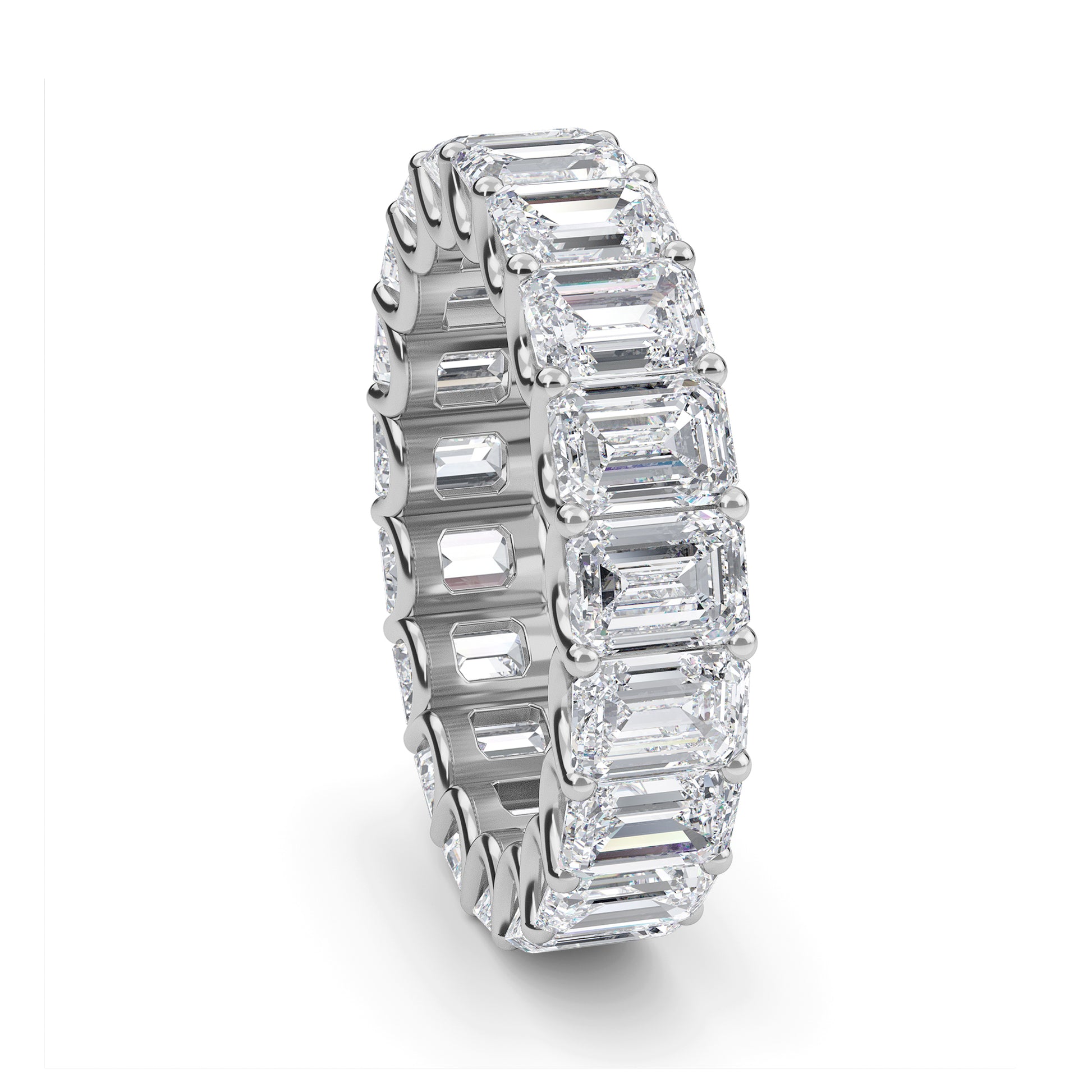 Hannah Emerald cut lab grown diamond U Prong Eternity band White Gold ring for women - elegant and sustainable jewelry by Wenoor