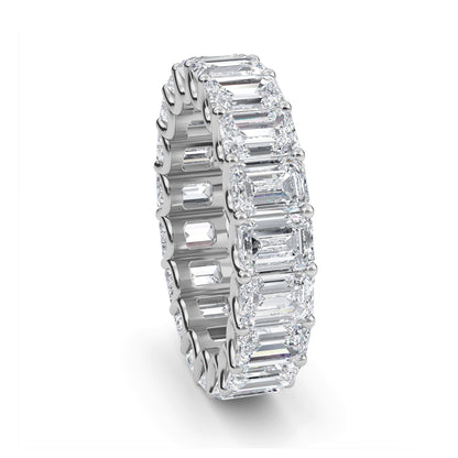 Hannah Emerald cut lab grown diamond U Prong Eternity band White Gold ring for women - elegant and sustainable jewelry by Wenoor