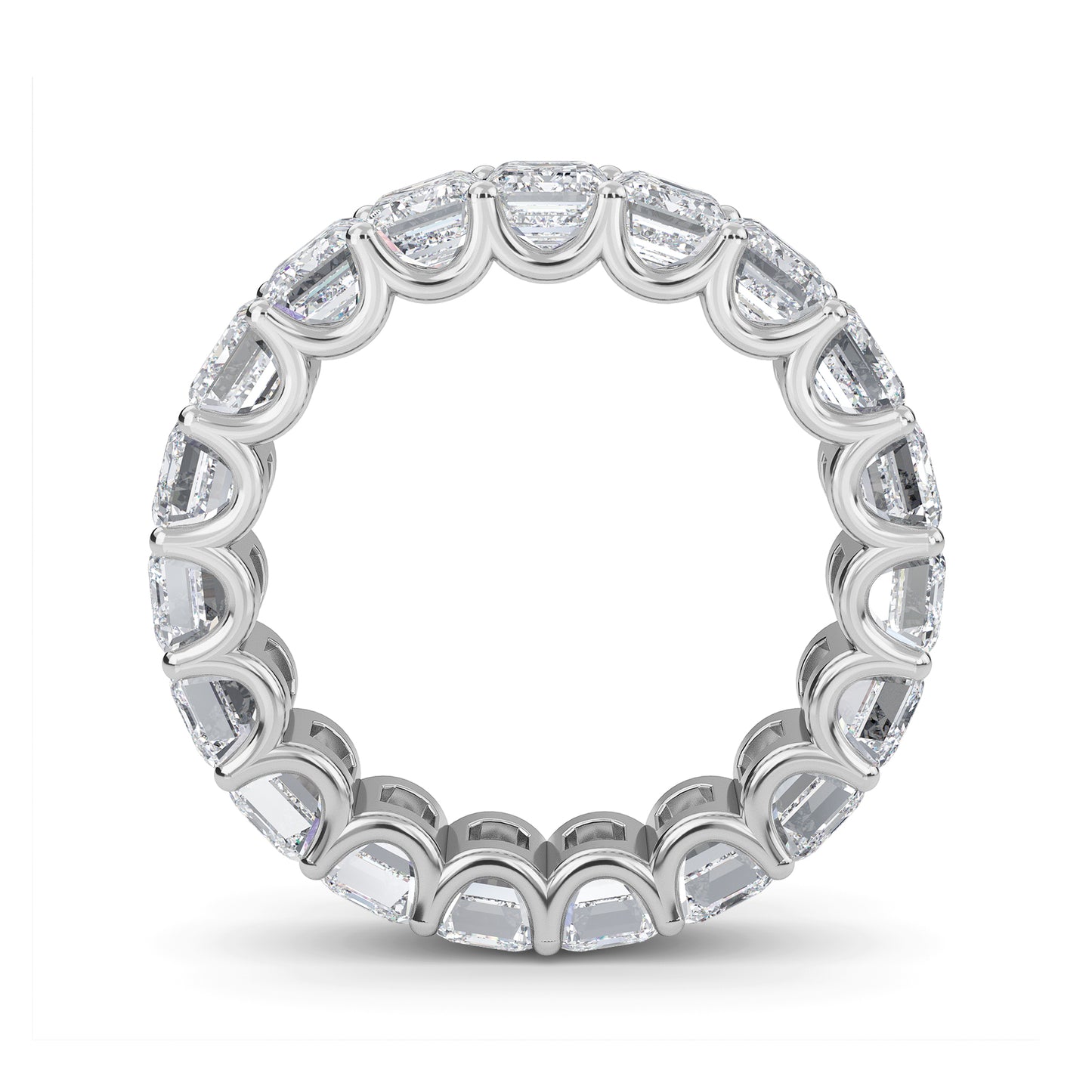 Hannah Emerald cut lab grown diamond U Prong Eternity band White Gold ring for women - elegant and sustainable jewelry by Wenoor