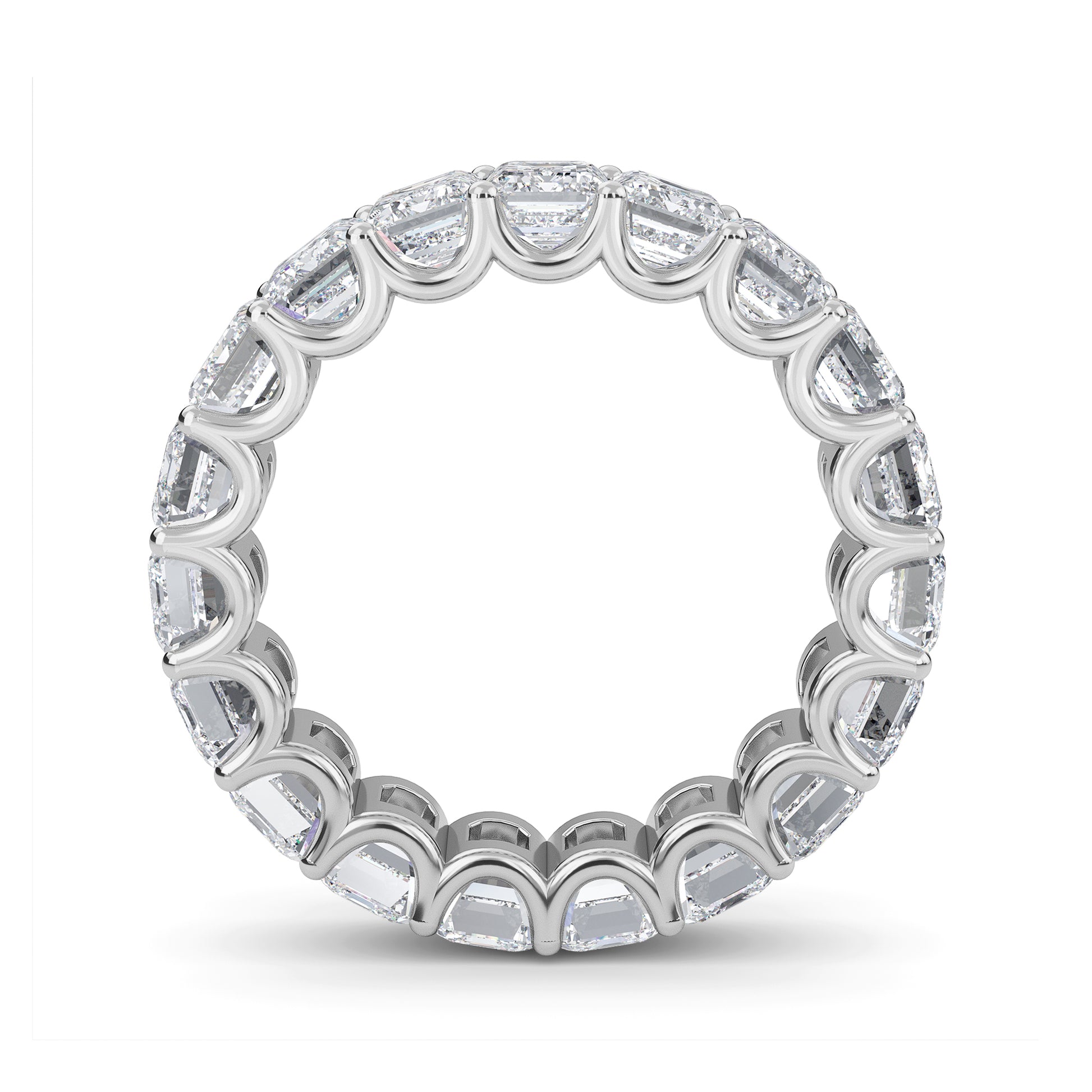 Hannah Emerald cut lab grown diamond U Prong Eternity band White Gold ring for women - elegant and sustainable jewelry by Wenoor