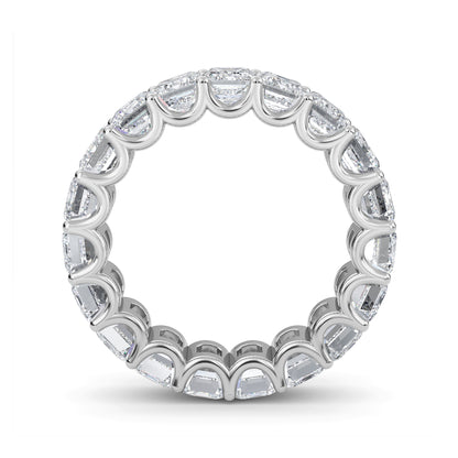 Hannah Emerald cut lab grown diamond U Prong Eternity band White Gold ring for women - elegant and sustainable jewelry by Wenoor