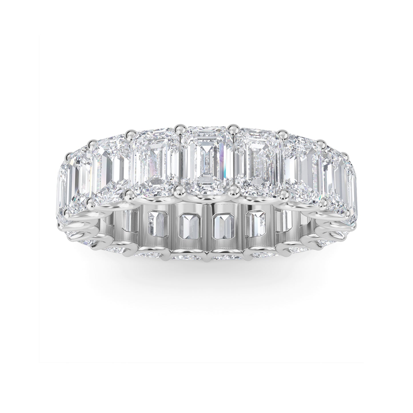Hannah Emerald cut lab grown diamond U Prong Eternity band White Gold ring for women - elegant and sustainable jewelry by Wenoor