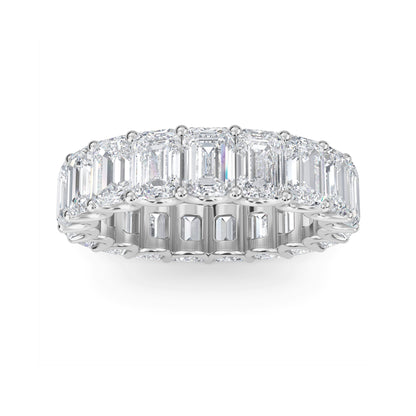 Hannah Emerald cut lab grown diamond U Prong Eternity band White Gold ring for women - elegant and sustainable jewelry by Wenoor