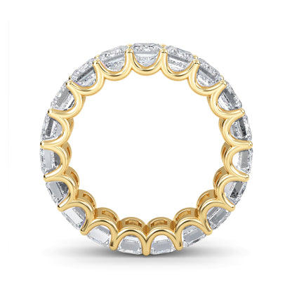 Hannah Emerald cut lab grown diamond U Prong Eternity band Yellow Gold ring for women - elegant and sustainable jewelry by Wenoor