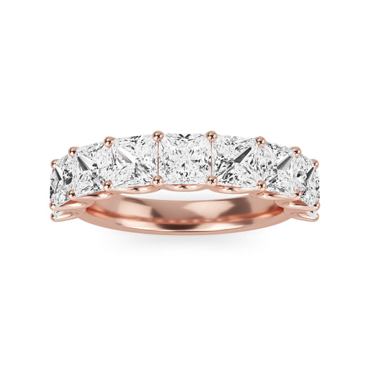 Helena Princess cut lab grown diamond U Prong Eternity band Rose Gold ring for women - elegant and sustainable jewelry by Wenoor