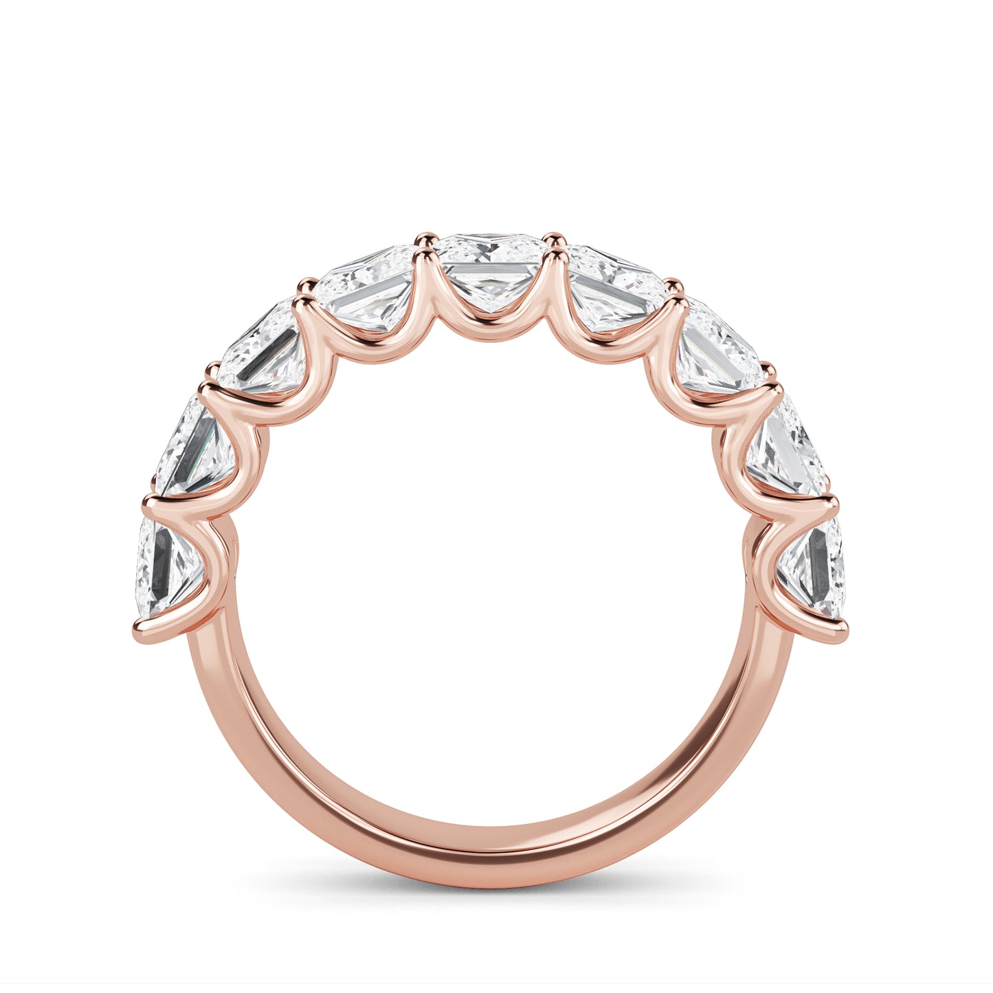 Helena Princess cut lab grown diamond U Prong Eternity band Rose Gold ring for women - elegant and sustainable jewelry by Wenoor