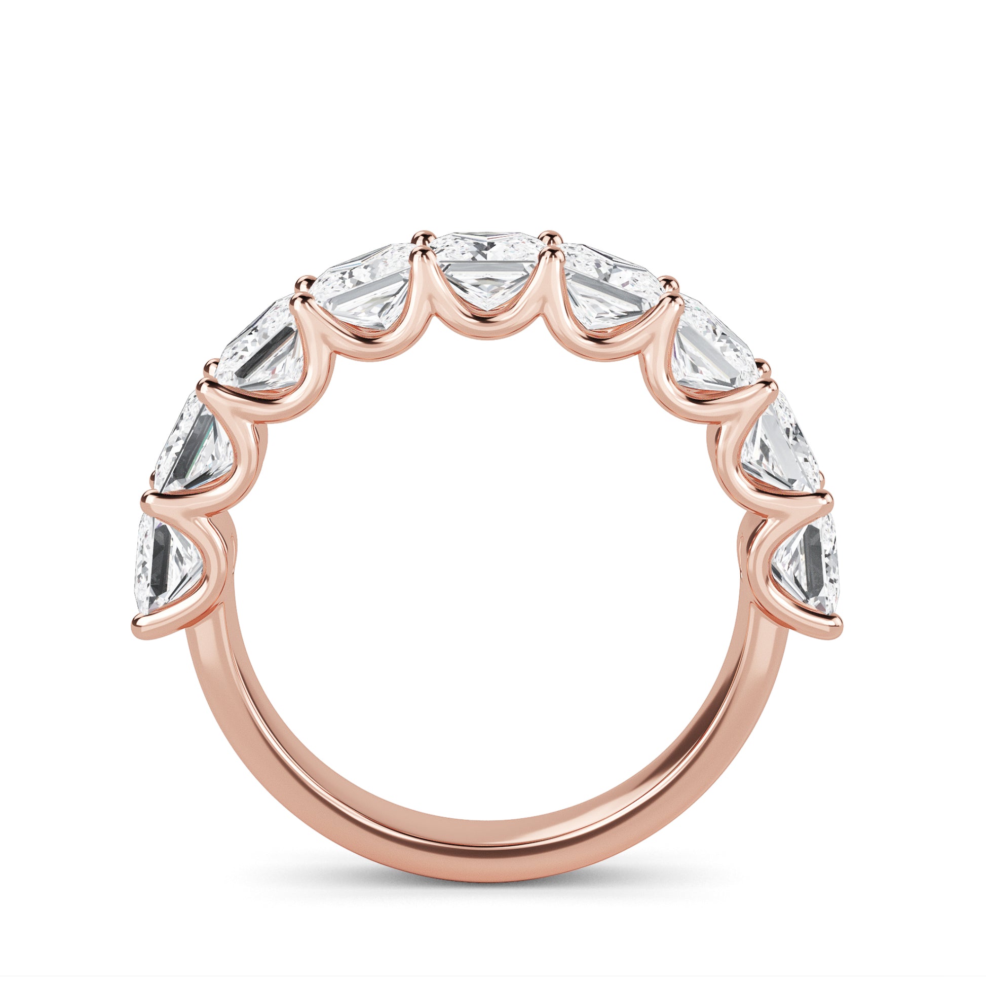 Helena Princess cut lab grown diamond U Prong Eternity band Rose Gold ring for women - elegant and sustainable jewelry by Wenoor