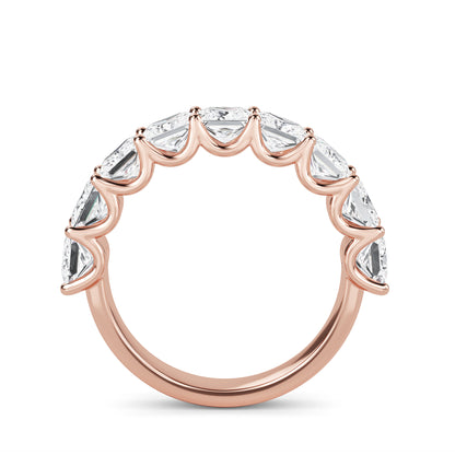 Helena Princess cut lab grown diamond U Prong Eternity band Rose Gold ring for women - elegant and sustainable jewelry by Wenoor