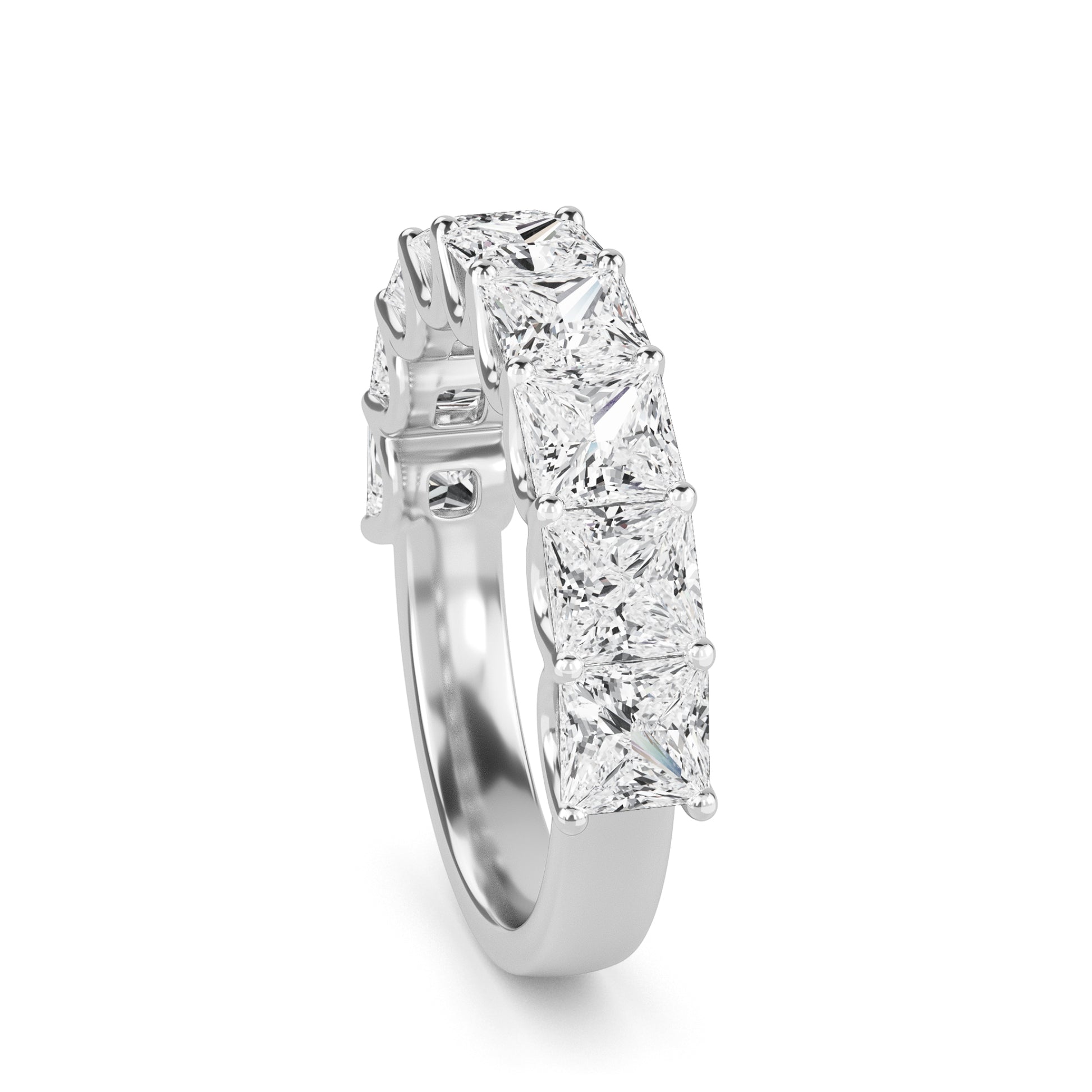 Helena Princess cut lab grown diamond U Prong Eternity band White Gold ring for women - elegant and sustainable jewelry by Wenoor