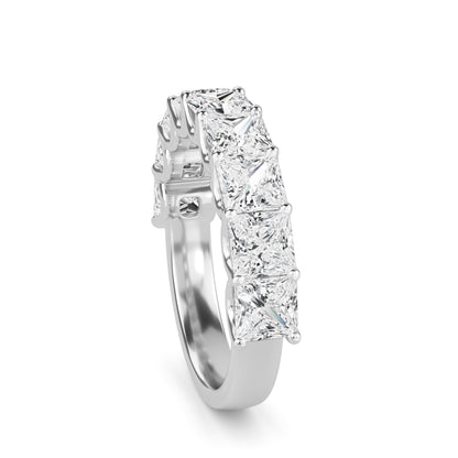Helena Princess cut lab grown diamond U Prong Eternity band White Gold ring for women - elegant and sustainable jewelry by Wenoor