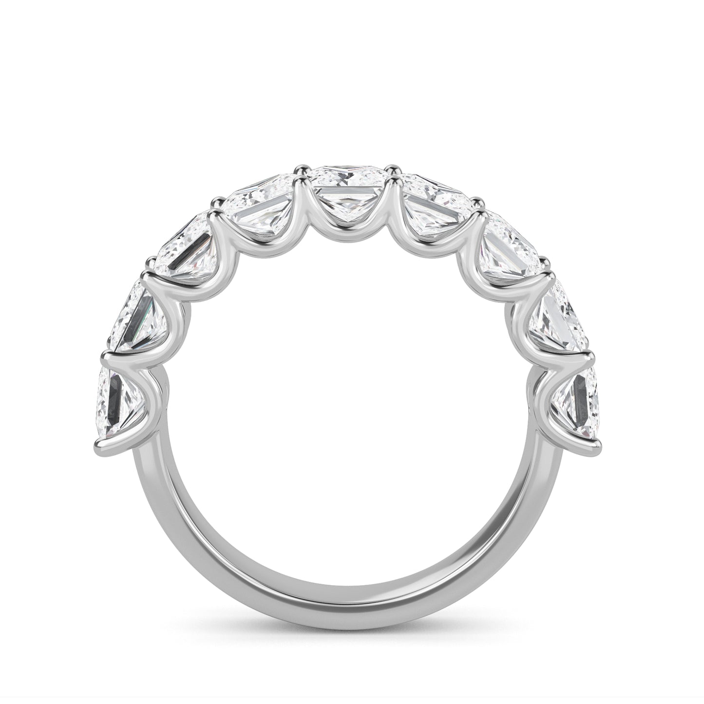 Helena Princess cut lab grown diamond U Prong Eternity band White Gold ring for women - elegant and sustainable jewelry by Wenoor