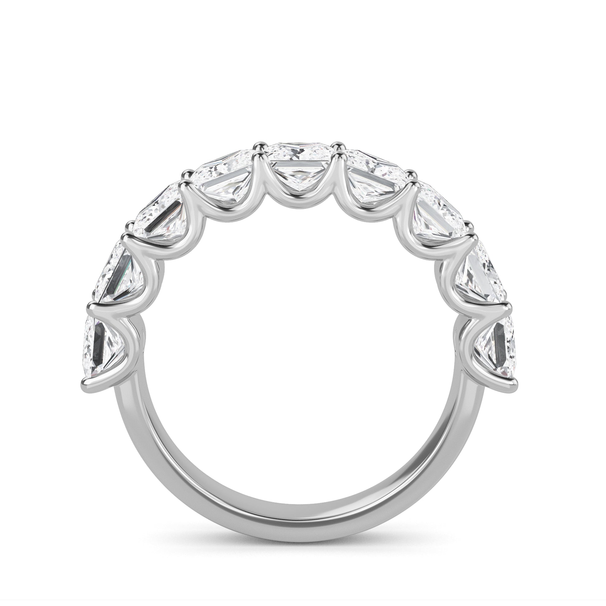 Helena Princess cut lab grown diamond U Prong Eternity band White Gold ring for women - elegant and sustainable jewelry by Wenoor