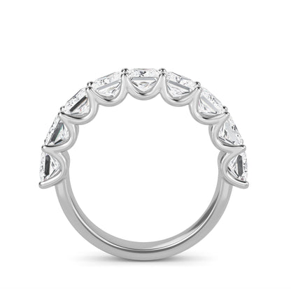 Helena Princess cut lab grown diamond U Prong Eternity band White Gold ring for women - elegant and sustainable jewelry by Wenoor