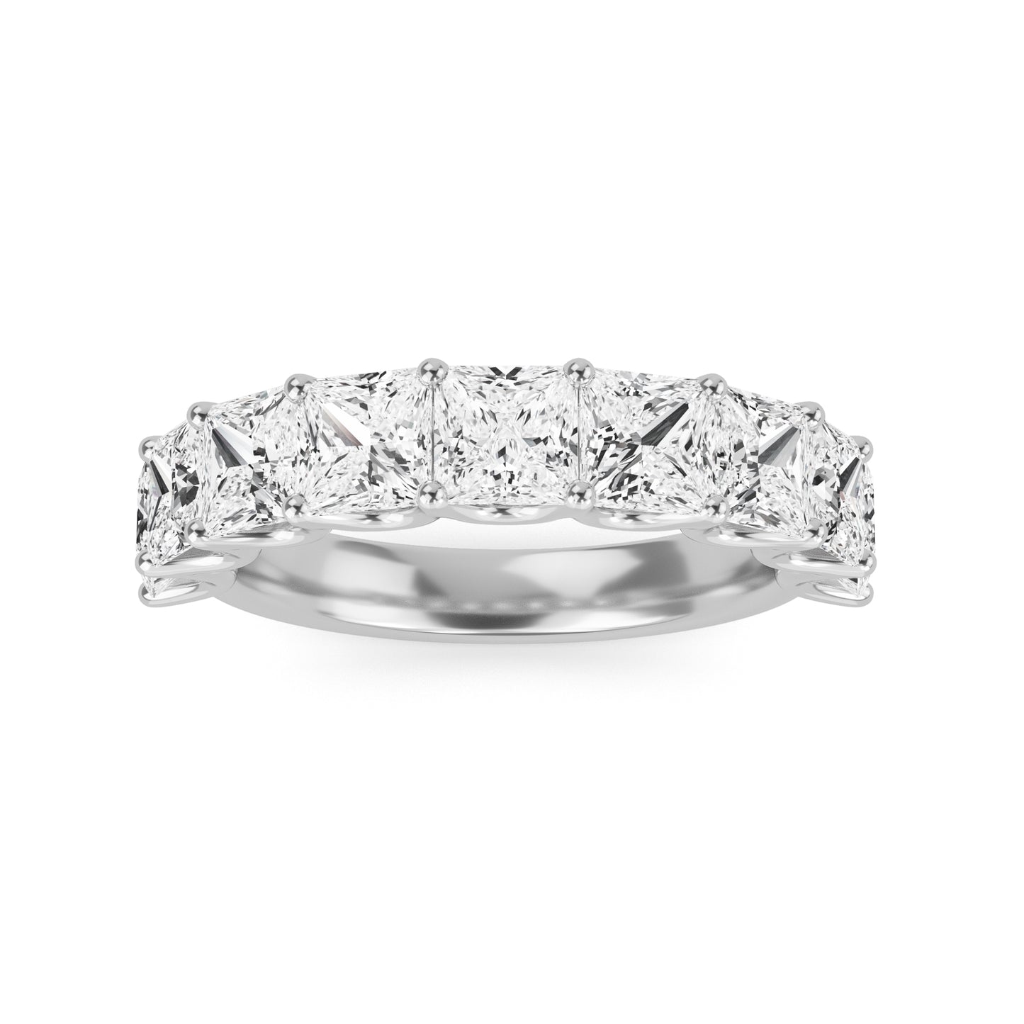 Helena Princess cut lab grown diamond U Prong Eternity band White Gold ring for women - elegant and sustainable jewelry by Wenoor