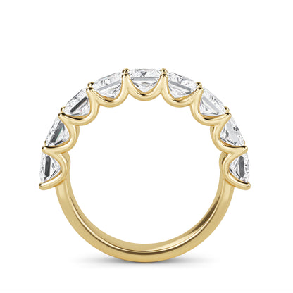 Helena Princess cut lab grown diamond U Prong Eternity band Yellow Gold ring for women - elegant and sustainable jewelry by Wenoor