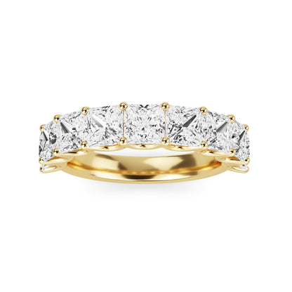Helena Princess cut lab grown diamond U Prong Eternity band Yellow Gold ring for women - elegant and sustainable jewelry by Wenoor