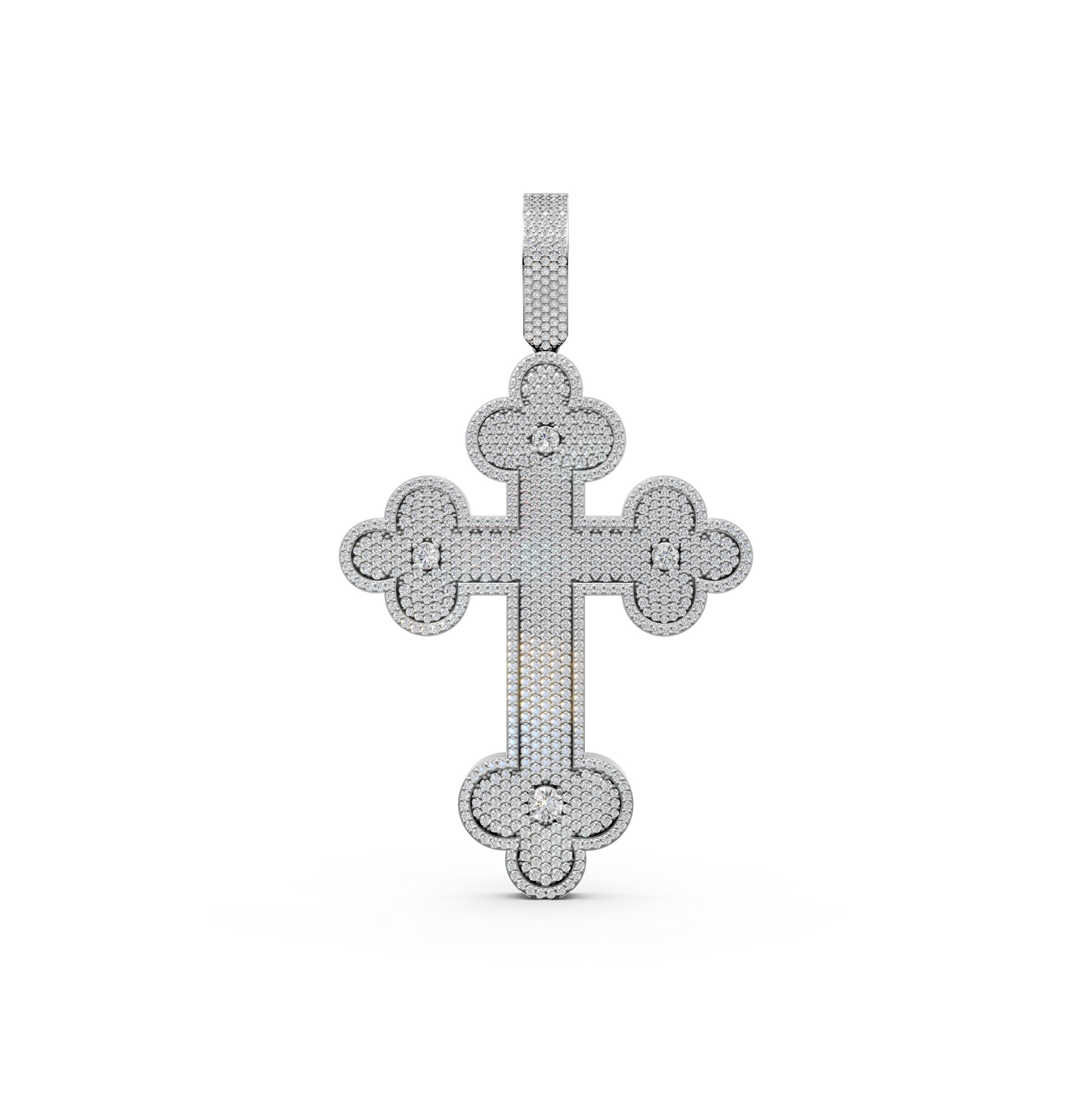 Jesus cross pave lab-grown diamond pendant necklace for men and women in 14K/18K White gold