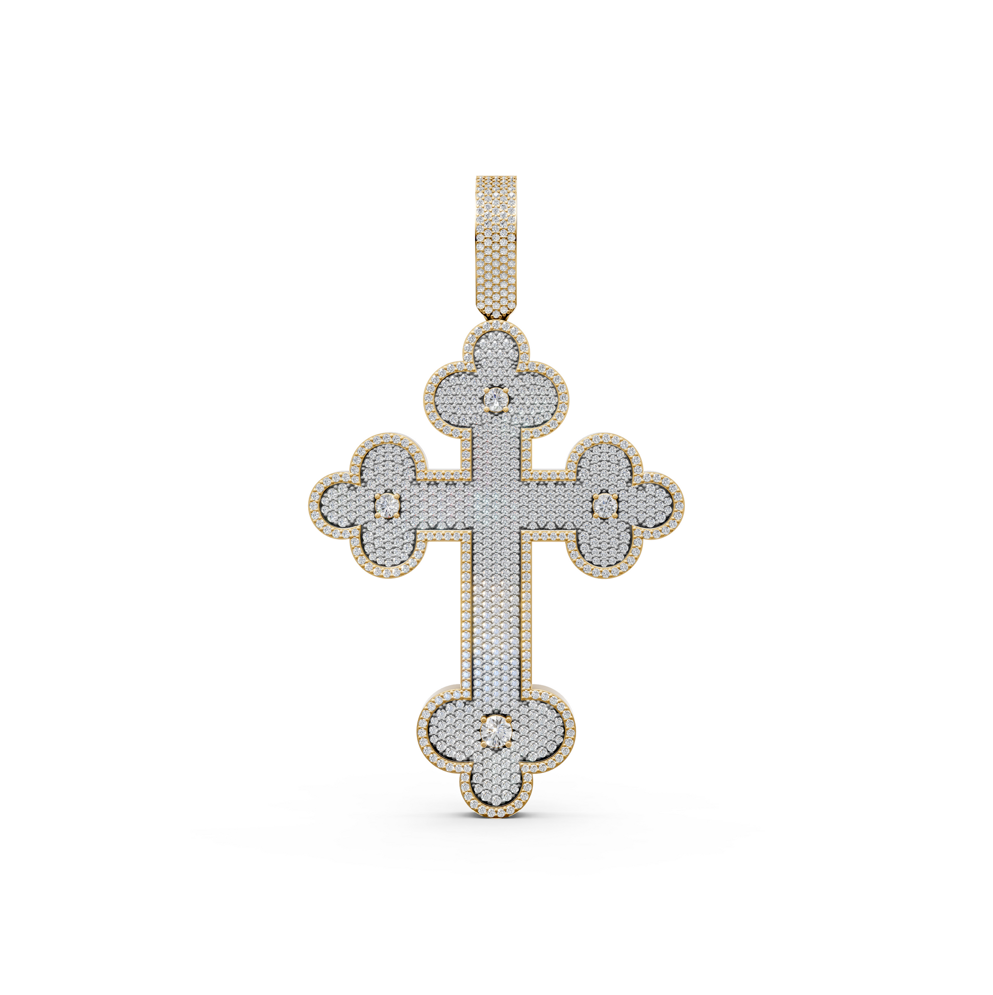 Jesus cross pave lab-grown diamond pendant necklace for men and women in 14K/18K Yellow gold