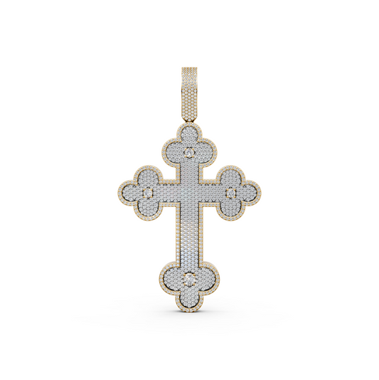 Jesus cross pave lab-grown diamond pendant necklace for men and women in 14K/18K Yellow gold