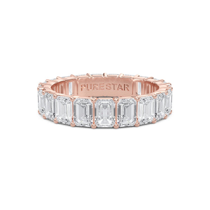 Joylyn Emerald cut lab grown diamond Shared Prong Eternity band Rose Gold ring for women - elegant and sustainable jewelry by Wenoor