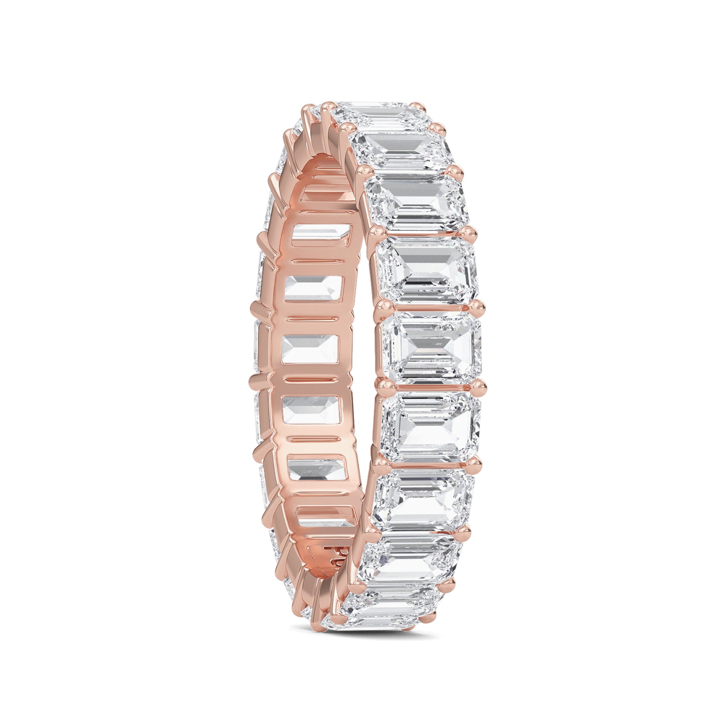 Joylyn Emerald cut lab grown diamond Shared Prong Eternity band Rose Gold ring for women - elegant and sustainable jewelry by Wenoor