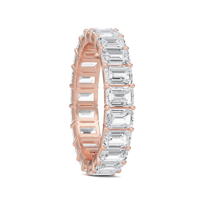 Joylyn Emerald cut lab grown diamond Shared Prong Eternity band Rose Gold ring for women - elegant and sustainable jewelry by Wenoor